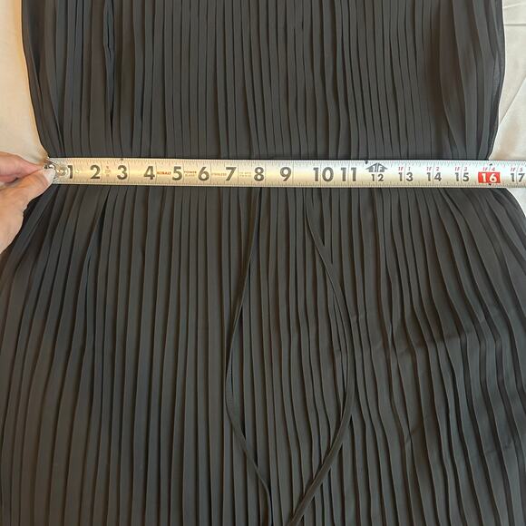 Sam Edelman Black Accordion Pleated, High Lo, Lined, Belted, Midi Dress- 2 - Picture 11 of 12